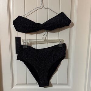 Mono B Black Glitter Bandeau Set
